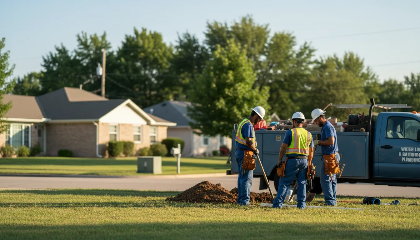 Residential water line and bathroom plumbing service in Wister, OK